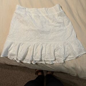 Kendall & Kylie White Ruffled Mini Skirt Fit and Flare